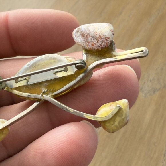 Vintage Handcrafted Stone Roadrunner Brooch Pin Silver Tone - Picture 8 of 11